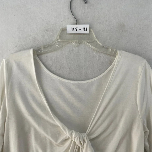 Athleta Shirt Women's Sz S Ivory Long Sleeve Twist Front Pullover V-neck Knotted - Picture 12 of 12